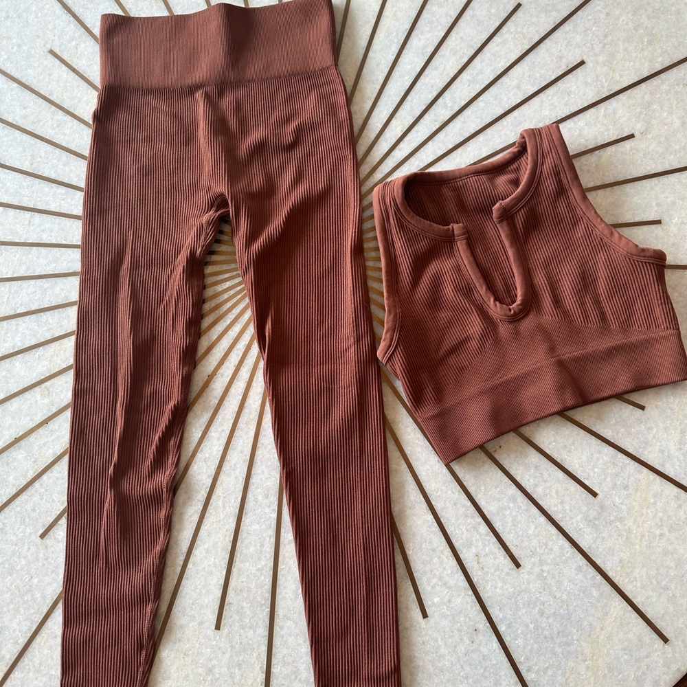 Qinsen ribbed legging set